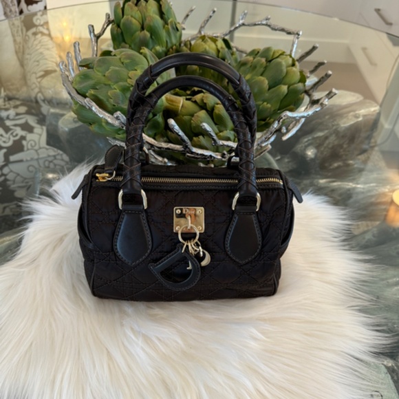 Darling Dior Satin Mini Handbag - Quilted in Brown with Gold Hardware - Picture 1 of 14